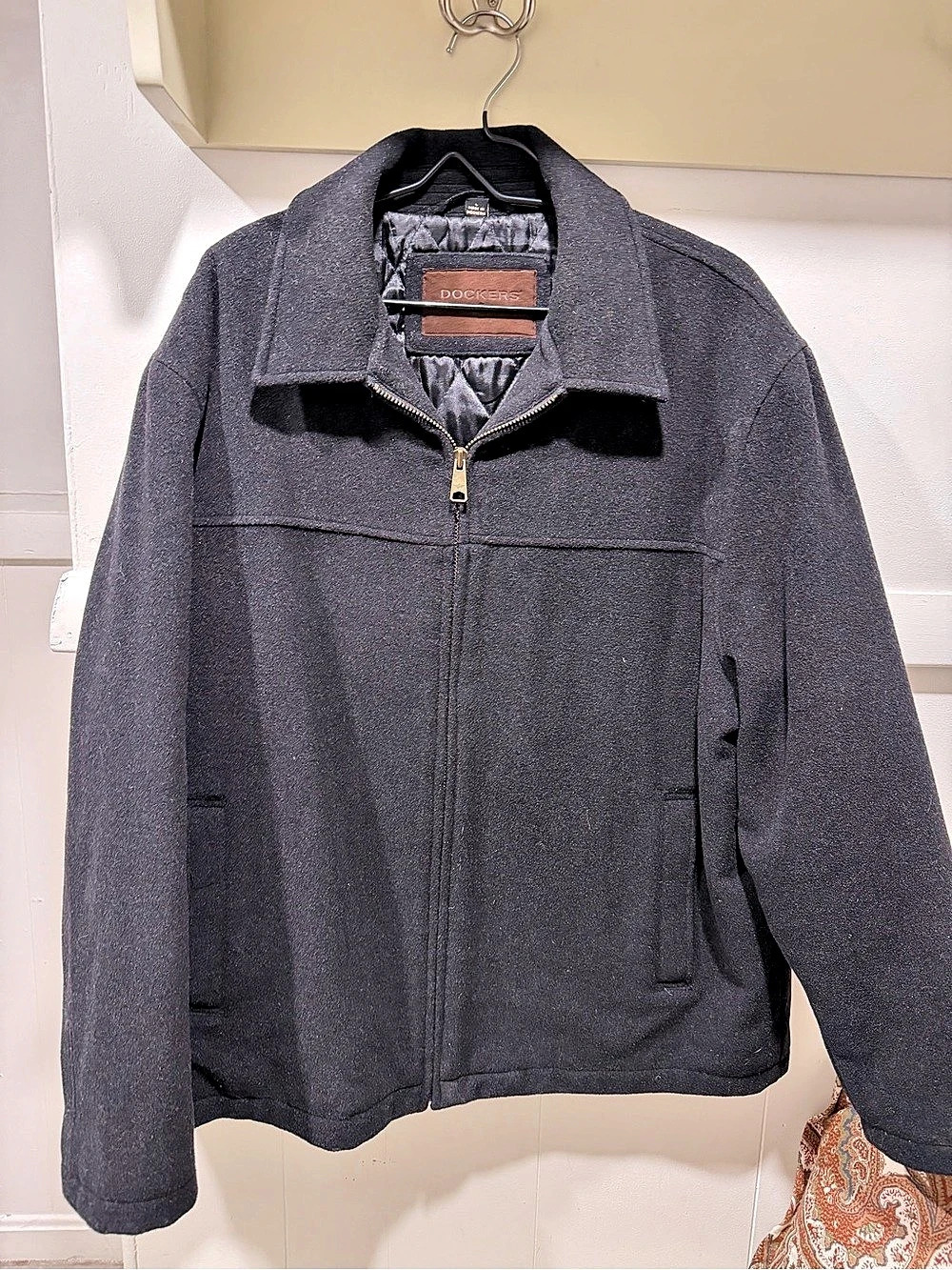 Dockers Men's Black Wool-Blend Full-Zip Jacket